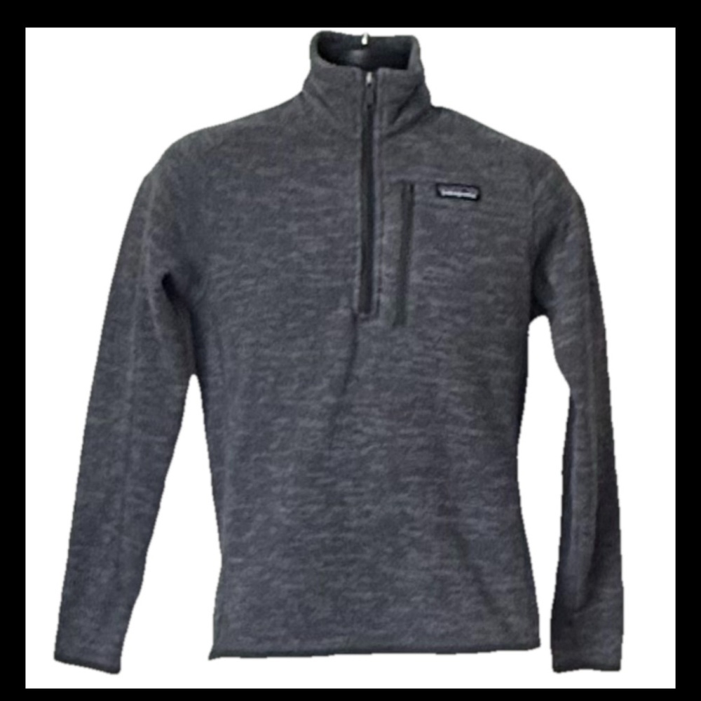 Patagonia Boys Half Zip Up Pullover Fleece Jacket XS Dark Gray Black Long Sleeve